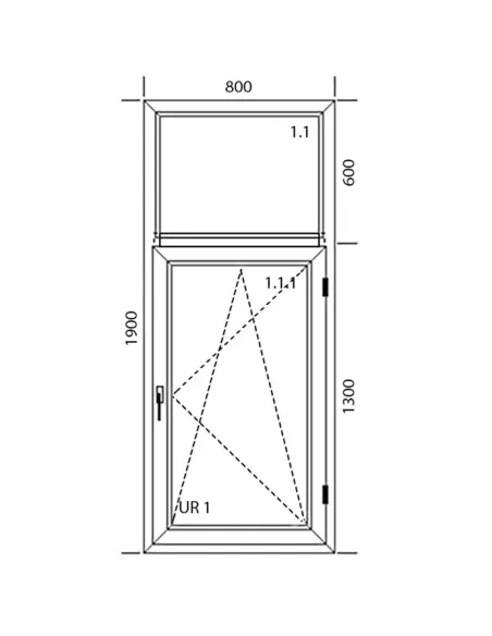 Okno PCV 80 x 190 cm Rozwierno-uchylne z Naświetlem - Aluplast IDEAL 8000