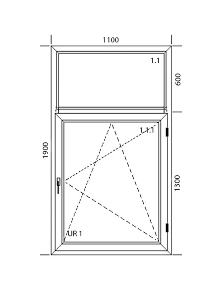 Okno PCV 110 x 190 cm Rozwierno-uchylne z Naświetlem - Aluplast IDEAL 4000