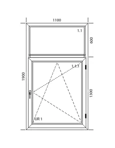 Okno PCV 110 x 190 cm Rozwierno-uchylne z Naświetlem - Aluplast IDEAL 8000 2