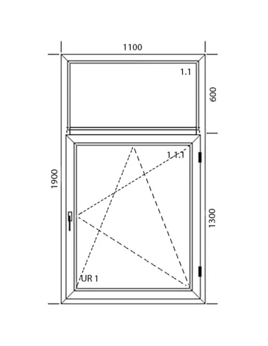Okno PCV 110 x 190 cm Rozwierno-uchylne z Naświetlem - Aluplast IDEAL 8000