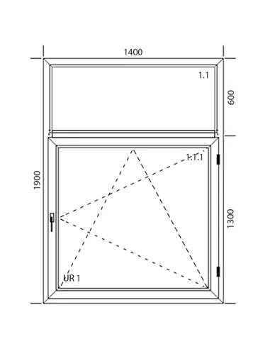 Okno PCV 140 x 190 cm Rozwierno-uchylne z Naświetlem - Aluplast IDEAL 4000