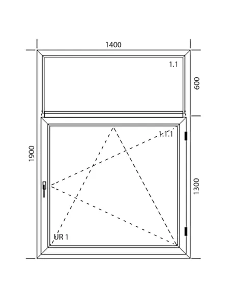 Okno PCV 140 x 190 cm Rozwierno-uchylne z Naświetlem - Aluplast IDEAL 4000