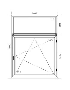 Okno PCV 140 x 190 cm Rozwierno-Uchylne z Naświetlem - Aluplast IDEAL 8000 2