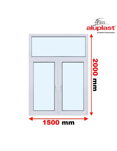 Okno PCV 150 x 200 cm Dwukwaterowe: R + RU z Naświetlem - Aluplast IDEAL 4000
