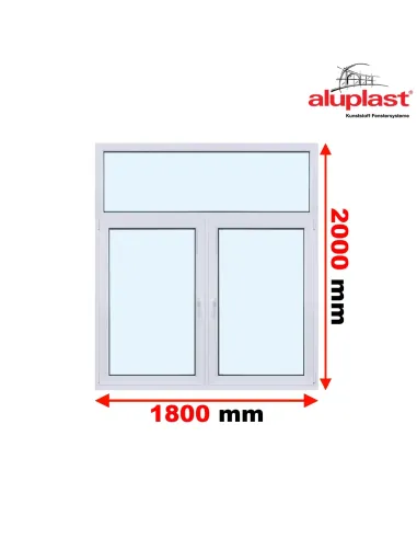 Okno PCV 1800 x 2000 Dwukwaterowe: R + RU z Naświetlem - Aluplast IDEAL 8000