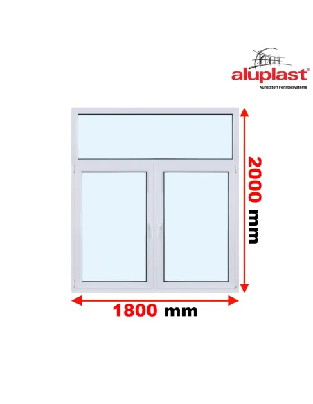 Okno PCV 180 x 200 cm Dwukwaterowe: R + RU z Naświetlem - Aluplast IDEAL 8000