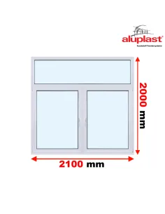 Okno PCV 210 x 200 cm Dwukwaterowe: R + RU z Naświetlem - Aluplast IDEAL 4000