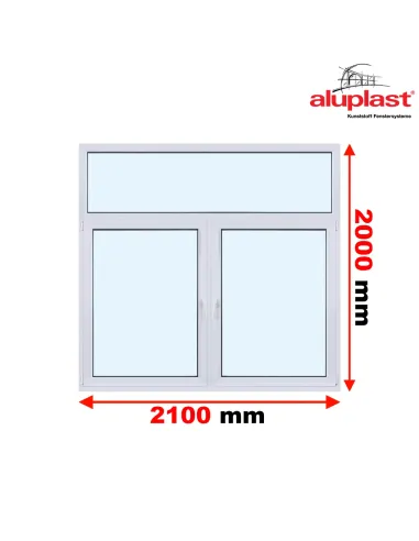 Okno PCV 2100 x 2000 Dwukwaterowe: R + RU z Naświetlem - Aluplast IDEAL 4000