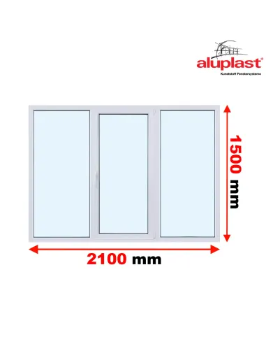 Okno PCV 2100 x 2000 Dwukwaterowe: R + RU z Naświetlem - Aluplast IDEAL 8000