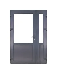 Drzwi Zewnętrzne Dwuskrzydłowe PCV 140 x 210 cm Antracyt 2