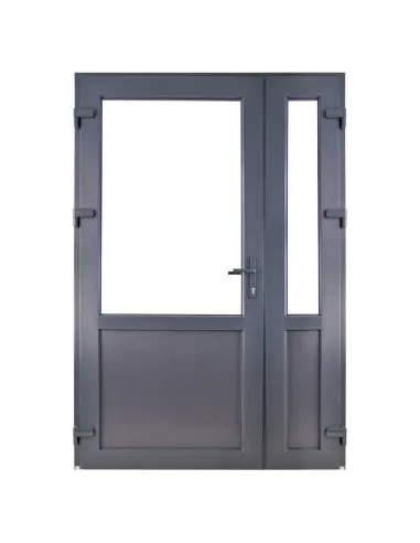 Drzwi Zewnętrzne Dwuskrzydłowe PCV 140 x 210 cm Antracyt