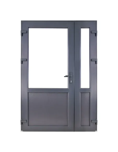 Drzwi Zewnętrzne Dwuskrzydłowe PCV 160 x 210 cm Antracyt