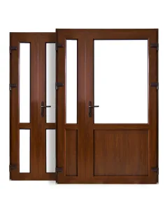 Drzwi Zewnętrzne Dwuskrzydłowe PCV 160 x 210 cm Orzech