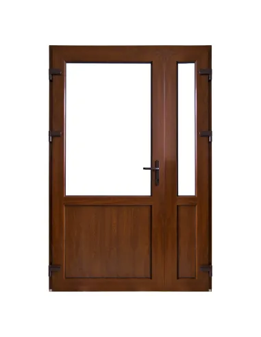 Drzwi Zewnętrzne Dwuskrzydłowe PCV 160 x 210 cm Orzech