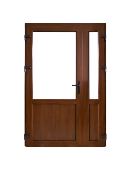 Drzwi Zewnętrzne Dwuskrzydłowe PCV 160 x 210 cm Orzech