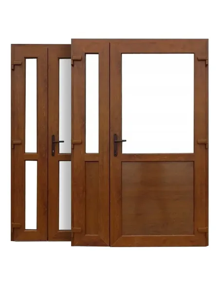 Drzwi Zewnętrzne Dwuskrzydłowe PCV 125 x 210 cm Złoty Dąb