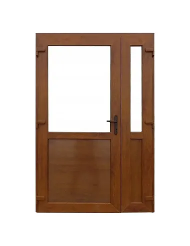 Drzwi Zewnętrzne Dwuskrzydłowe PCV 125 x 210 cm Złoty Dąb