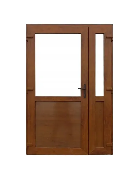 Drzwi Zewnętrzne Dwuskrzydłowe PCV 125 x 210 cm Złoty Dąb