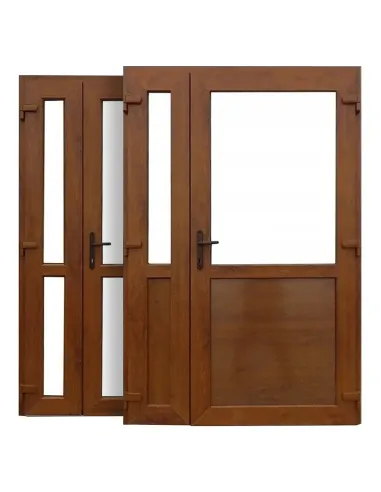 Drzwi Zewnętrzne Dwuskrzydłowe PCV 140 x 210 cm Złoty Dąb