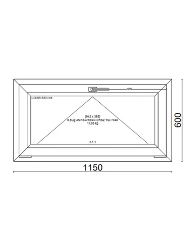 Okno PCV 115 x 60 cm Uchylne Trzyszybowe Veka Softline 82 MD