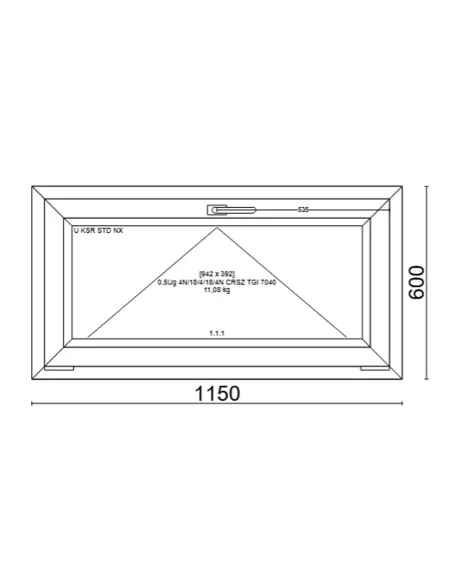 Okno PCV 115 x 60 cm Uchylne Trzyszybowe Veka Softline 82 MD