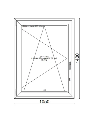 Okno PCV 105 x 140 cm Rozwierno-Uchylne Trzyszybowe Veka Softline 82 MD
