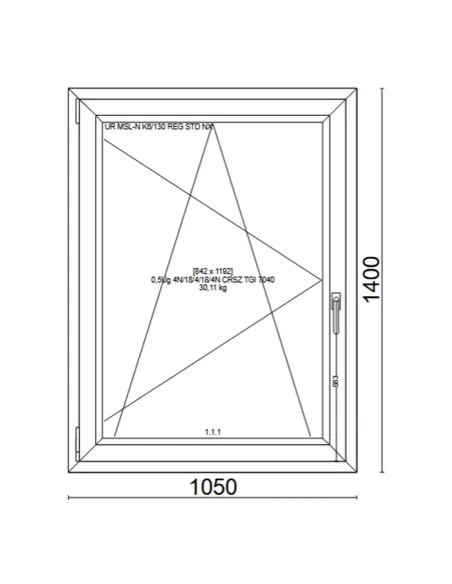 Okno PCV 105 x 140 cm Rozwierno-Uchylne Trzyszybowe Veka Softline 82 MD