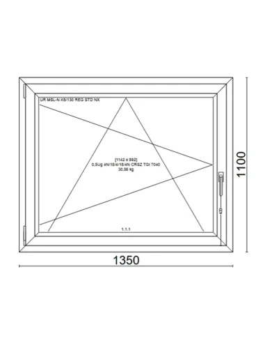 Okno PCV 135 x 110 cm Rozwierno-Uchylne Trzyszybowe Veka Softline 82 MD