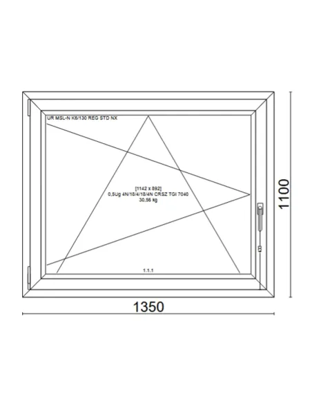 Okno PCV 135 x 110 cm Rozwierno-Uchylne Trzyszybowe Veka Softline 82 MD