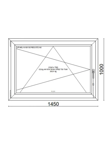 Okno PCV 145 x 100 cm Rozwierno-Uchylne Trzyszybowe Veka Softline 82 MD