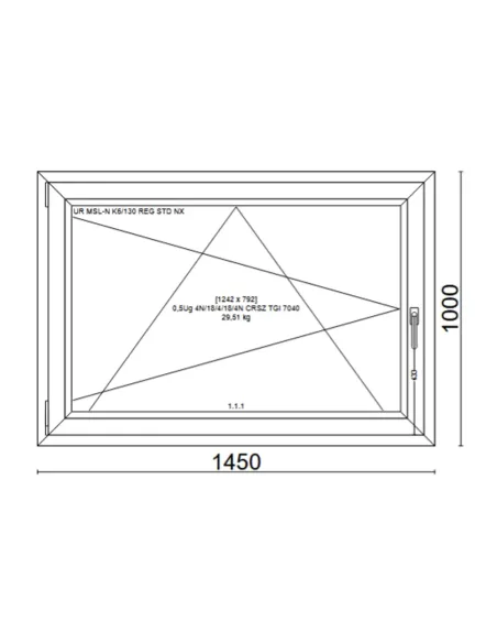 Okno PCV 145 x 100 cm Rozwierno-Uchylne Trzyszybowe Veka Softline 82 MD