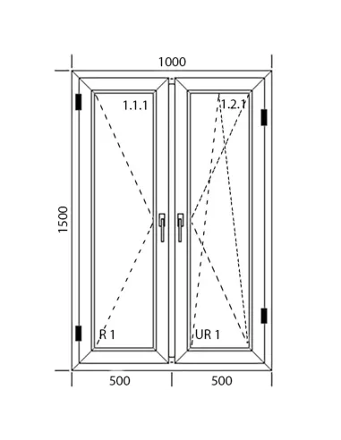 Okno PCV 100 x 150 cm Dwukwaterowe: Rozwierane + Rozwierno-uchylne Aluplast IDEAL 7000