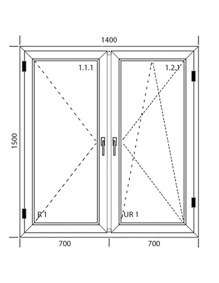 Okno PCV 140 x 150 cm Dwukwaterowe: Rozwierane + Rozwierno-uchylne Aluplast IDEAL 7000
