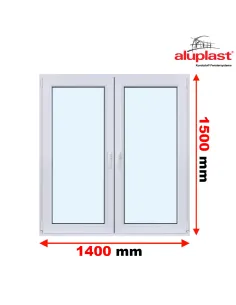 Okno PCV 140 x 150 cm Dwukwaterowe: Rozwierane + Rozwierno-uchylne Aluplast IDEAL 7000