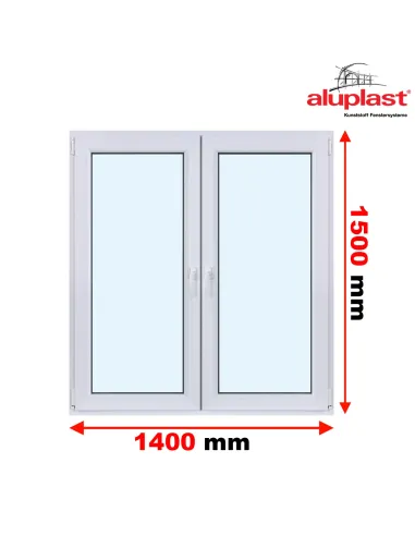 Okno PCV 140 x 150 cm Dwukwaterowe: Rozwierane + Rozwierno-uchylne Aluplast IDEAL 7000