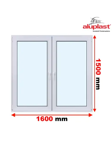 Okno PCV 160 x 150 cm Dwukwaterowe: Rozwierne + Rozwierno-uchylne Aluplast IDEAL 7000