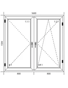Okno PCV 160 x 150 cm Dwukwaterowe: Rozwierne + Rozwierno-uchylne Aluplast IDEAL 7000 2