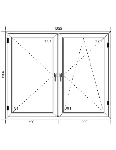 Okno PCV 180 x 150 cm Dwukwaterowe: Rozwierane + Rozwierno-uchylne Aluplast IDEAL 7000