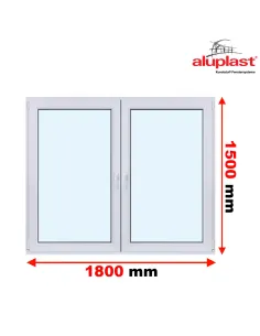 Okno PCV 180 x 150 cm Dwukwaterowe: Rozwierane + Rozwierno-uchylne Aluplast IDEAL 7000