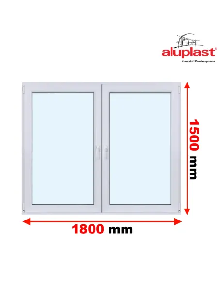 Okno PCV 180 x 150 cm Dwukwaterowe: Rozwierane + Rozwierno-uchylne Aluplast IDEAL 7000