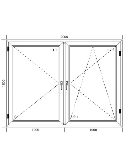 Okno PCV 200 x 150 cm Dwukwaterowe: Rozwierane + Rozwierno-uchylne Aluplast IDEAL 7000