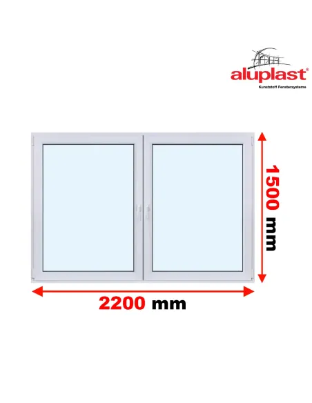 Okno PCV 220 x 150 cm Dwukwaterowe: Rozwierane + Rozwierno-uchylne Aluplast IDEAL 7000