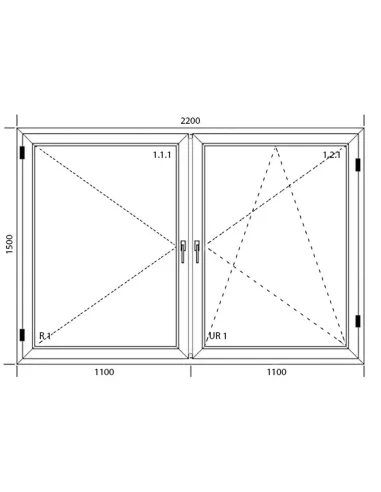 Okno PCV 220 x 150 cm Dwukwaterowe: Rozwierane + Rozwierno-uchylne Aluplast IDEAL 7000