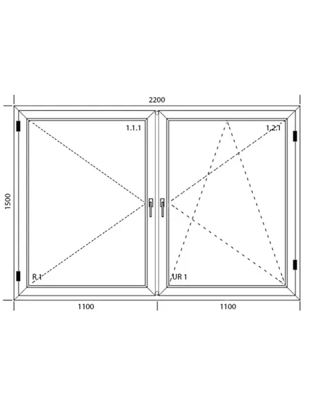 Okno PCV 220 x 150 cm Dwukwaterowe: Rozwierane + Rozwierno-uchylne Aluplast IDEAL 7000