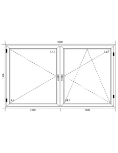 Okno PCV 260 x 150 cm Dwukwaterowe: Rozwierane + Rozwierno-uchylne Aluplast IDEAL 7000 2