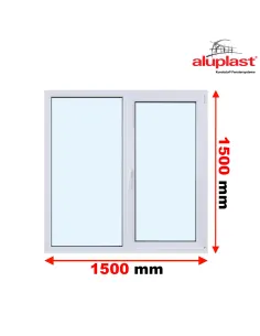 Okno PCV 150 x 150 cm Dwukwaterowe: FIX (Stałe) + Rozwierno-uchylne - Aluplast IDEAL 7000