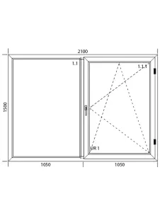 Okno PCV 210 x 150 cm Dwukwaterowe: FIX (Stałe) + Rozwierno-uchylne - Aluplast IDEAL 7000 2