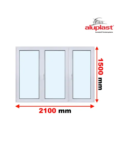 Okno PCV 210 x 150 cm Trzykwaterowe: R+RU+R - Aluplast IDEAL 7000