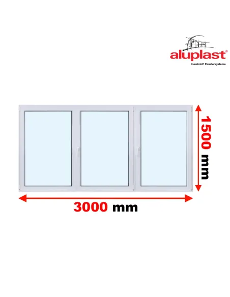 Okno PCV 300 x 150 cm Trzykwaterowe: R+RU+R - Aluplast IDEAL 7000