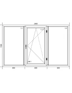 Okno PCV 240 x 150 cm Trzykwaterowe: FIX+RU+FIX - Aluplast IDEAL 7000 2